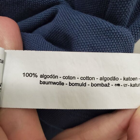 Zara Men's Faded Navy Blue Textured Cotton Distressed Short Sleeve Polo Size M‎ - Picture 4 of 5